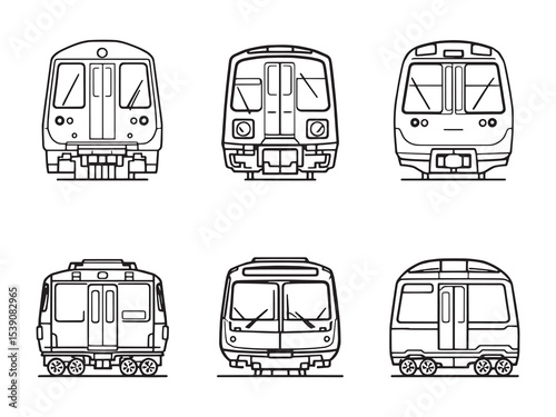Subway train minimal vector line illustration