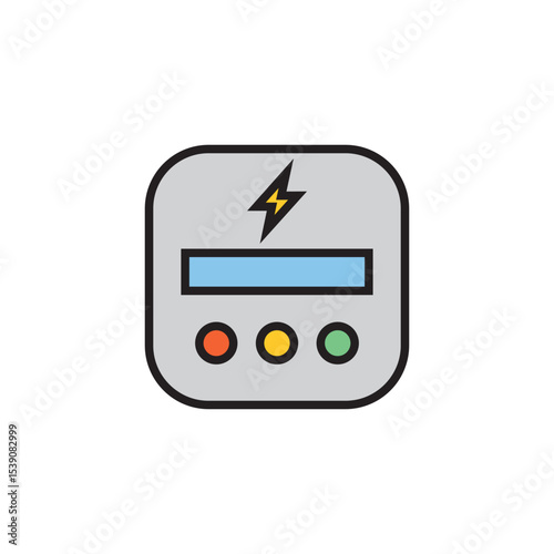 Analog Kilowatt hour electric metere concept, Digital power supply meter on white background, Front View Energy Consumption Measurement Device Vector Icon design