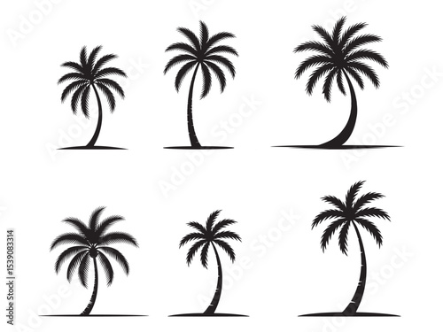 set of vector palms