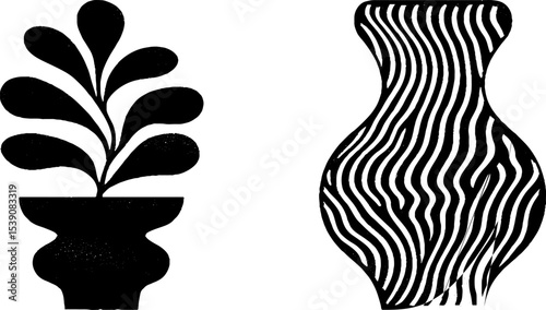 Artistic set of vase stand with fig motif and unique ceramic texture design for home decor