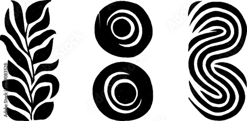 Abstract nature-inspired whirlwind and leaf spiral designs for creative use