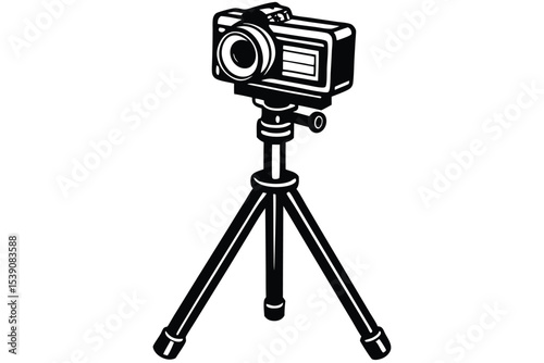 Camera on Tripod Stable Shots, Professional Photography Setup