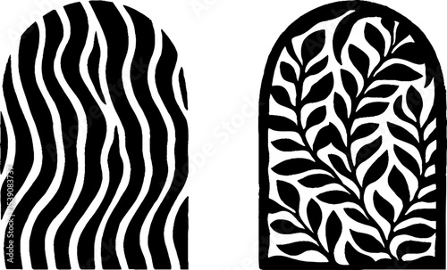 Abstract botanical and wave patterns for creative wall decor