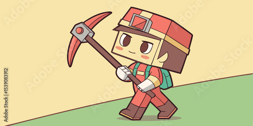 Adorable Miner Cartoon Character Design perfect for Game Assets, Branding, or Cute App Icons