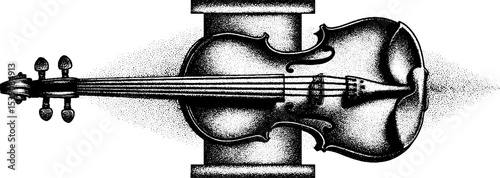Violin and music sheet dotwork tattoo design for artistic inspiration
