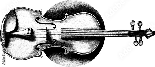Dotwork style violin with music sheet design for tattoo art and creative decor