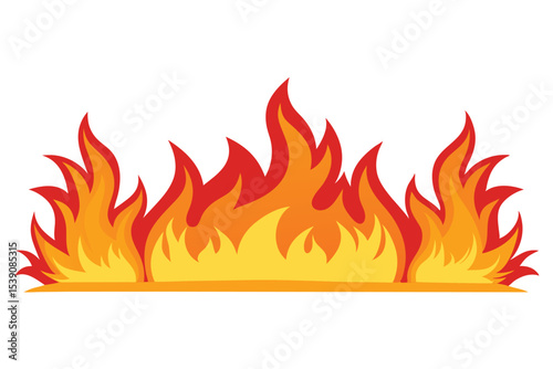 Fiery Flames A Vector Illustration of Burning Fire