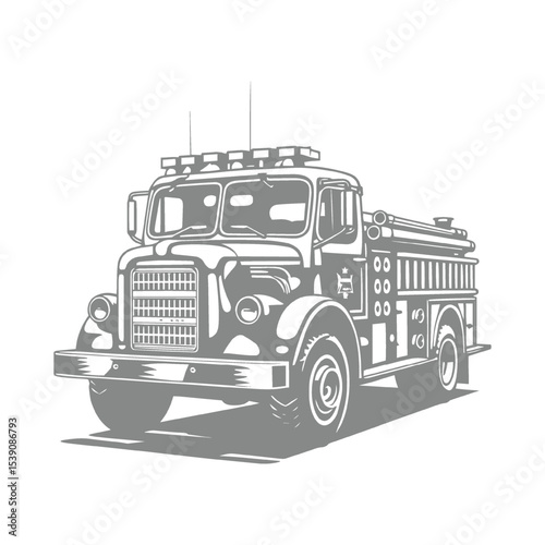 Vintage Fire Fighter Truck Illustration