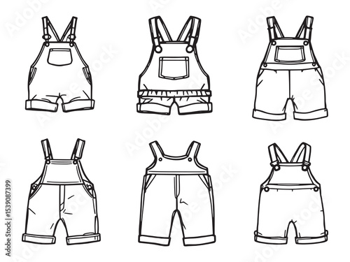 Toddler overalls kids fashion line art