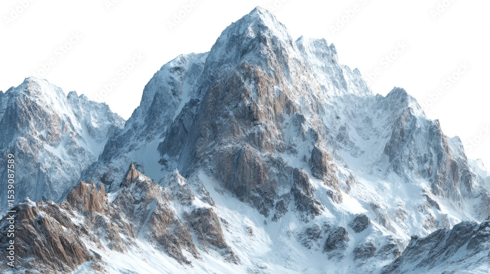 Obraz premium Mountain climbing expedition snowy peaks nature winter landscape aerial adventure spirit cut out png
