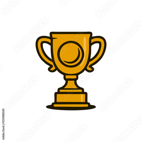 Trophy, shiny award, digital icon, golden vector, winner badge for sports success design, business celebration template, 3d prize layout, champion achievement symbol