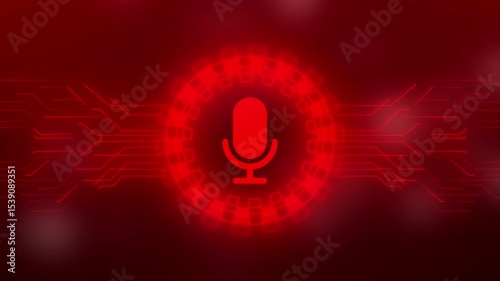 Microphone podcast online and on air record live broadcast symbol abstract digital concept. Global network and cyber technology background.