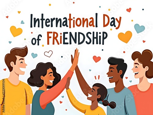 People friendship day smiling highfive colorful illustration