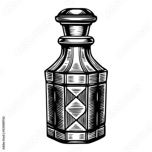 Hand-Drawn Engraving Style Vintage Medicine Bottle Illustration for Healthcare Blogs, Pharmacy Websites, Vintage Design Projects, and Educational Content