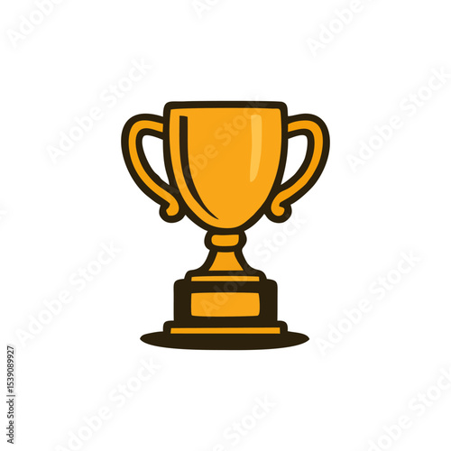Trophy, competition badge, winner cup, shiny icon, golden vector for business achievement layout, digital prize celebration, sports success design, top reward symbol