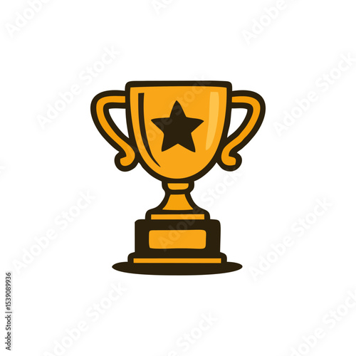Trophy, business prize, golden cup, shiny award, best winner for milestone celebration vector, sports recognition symbol, digital success design, contest reward icon