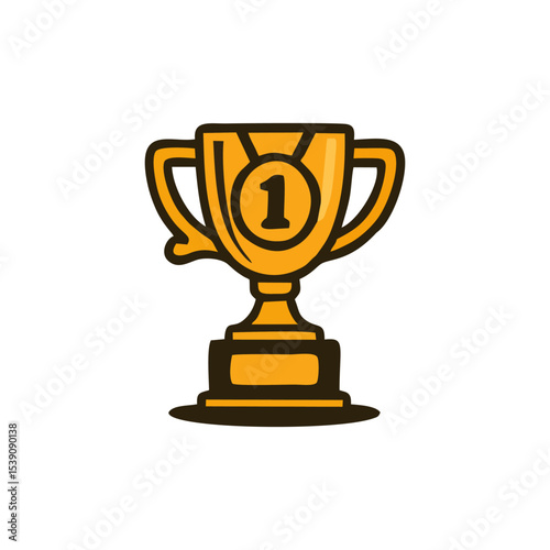 Trophy, shiny badge, golden vector, champion symbol, elegant cup for achievement celebration design, digital award template, sports success layout, winner icon graphic