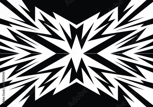 Bold colourful design with spiky elements and a playful zigzag line motif