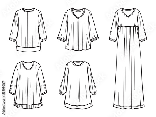 Tunic clothing outline sketch vector