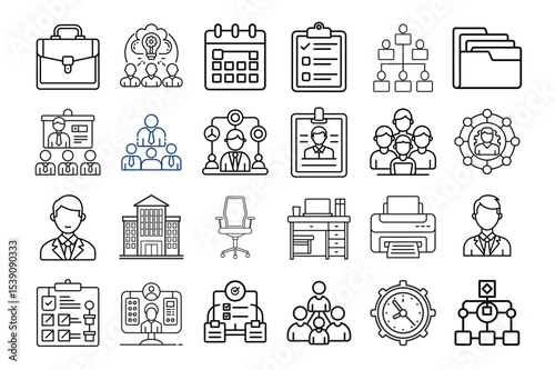 Office & Management line art Icon set