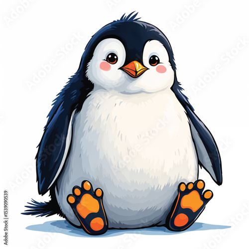 Emperor Penguin cartoon vector illustration isolated
