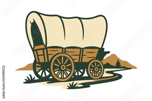 The Oregon Trail's historic covered wagon represents an iconic American journey