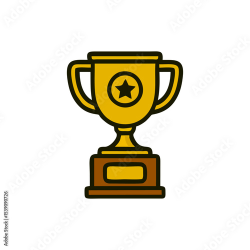 Trophy, vector cup, shiny award, champion badge, winner icon for sports reward design, digital prize concept, business success layout, contest celebration illustration