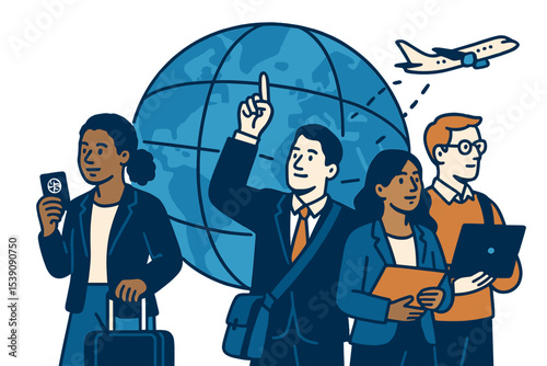Depict professionals who are pursuing careers globally, including those working overseas or taking part in international exchange programs