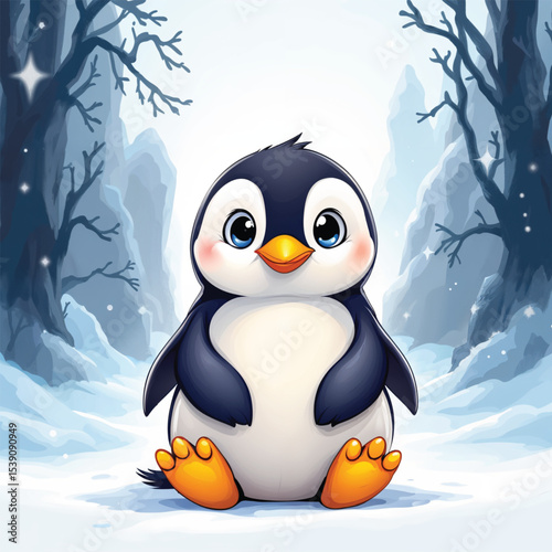 Emperor Penguin cartoon vector illustration isolated