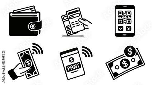 Vector art of payment methods isolated on transparent background