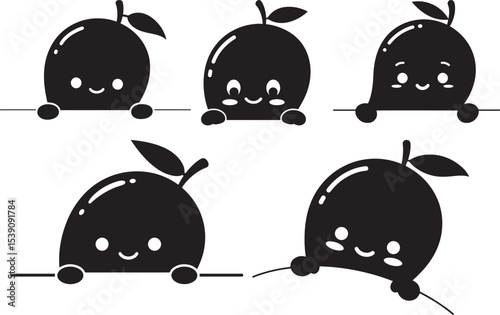 Peeking Mango Sweet Smile vector illustration
