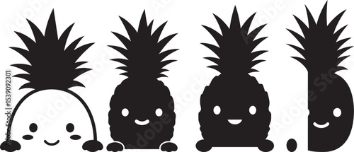 Peeking Pineapple Sweet Smile vector illustration