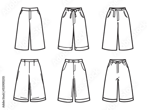 Wide leg pants simple line art fashion illustration