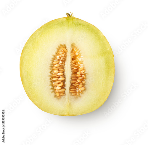 melon slice with shadow isolated on transparent background