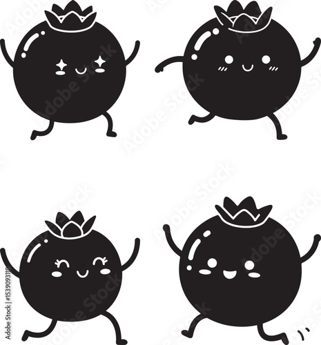 Playful Blueberry Bouncing vector illustration