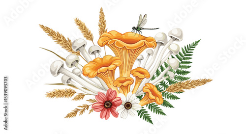Autumnal Harvest of Forest Treasures A Still Life Composition of Mushrooms
