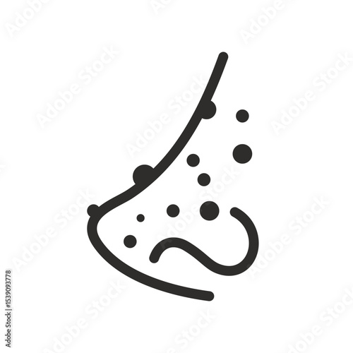 Acne icon. Pimple nose. Linear vector illustration. Skin inflammation. Simple symbols. Pore blocked nose.