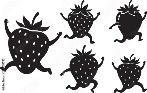 Playful Strawberry Jumping vector illustration