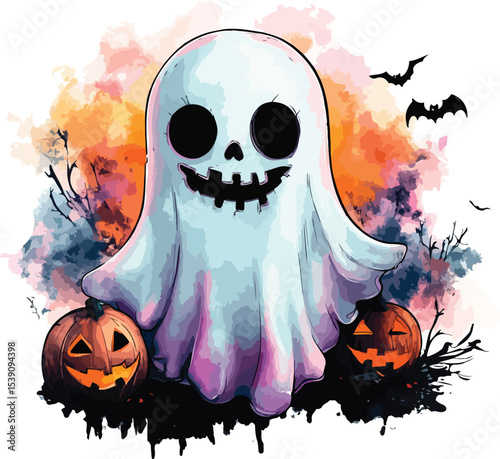 halloween ghost with pumpkin