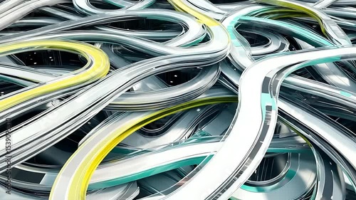 Wallpaper Mural Abstract view of intertwined, glossy roadways creating a complex pattern in a futuristic setting Torontodigital.ca