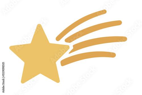 A falling star icon represented through a gold shooting star vector illustration