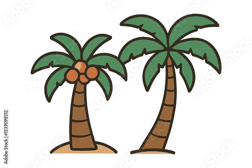 Cartoon tree palms depicted in a vector illustration for design
