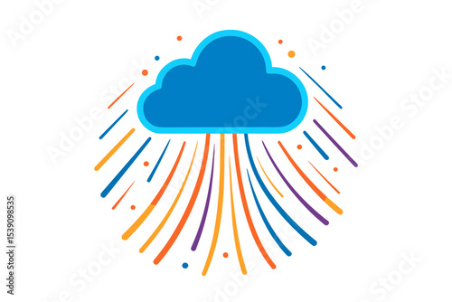 A stunning visual representation of cloud storage, characterized by shimmering light trails and a glowing cloud symbol on a dark background