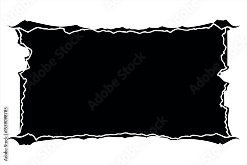Distressed Edges Rectangle Frame with Ripped Torn Border Illustration for Vintage Style Design