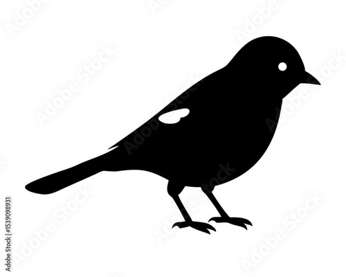 Hand Drawn Tit Bird Silhouette Vector | Organic Great Tit or Blue Tit Outline | Flat Sketch Bird Graphic | Isolated on White