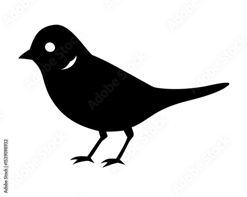 Hand Drawn Tit Bird Silhouette Vector | Organic Great Tit or Blue Tit Outline | Flat Sketch Bird Graphic | Isolated on White
