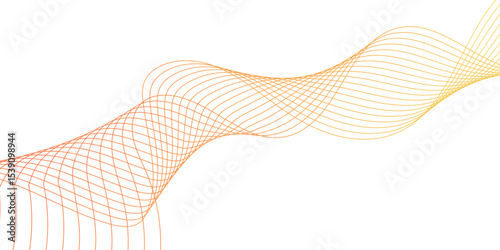 Digital frequency track equalizer Stylized curved wavy line art background. Wave with lines created using blend tool. Wavy flowing curve pattern of digital modern technology and geometry.
