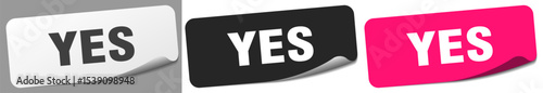 yes sticker. yes sticker set on white background