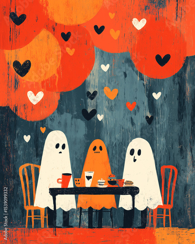 Ghost friends Halloween dinner