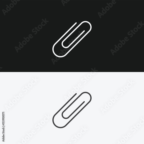 Paperclip on Black and White Backgrounds, Representing Attachment or Organization, White Outline Icon